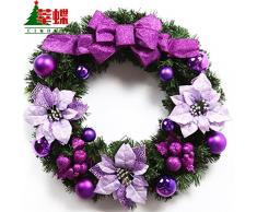 Guirnaldas de Navidad estilo Coreano de ratán hotel restaurante puertas corona decoraciones de Navidad colgando tapices de pared , Nudo Mariposa Púrpura (40cm)