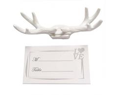 e-meoly conjunto de 10pcs resina Creative lugar titular de la tarjeta Color blanco Deerhorn estilo tarjeta abrazadera soporte cuadro fotos de nota memo clip de tarjeta de nombre soporte para jardín boda fiesta Deco