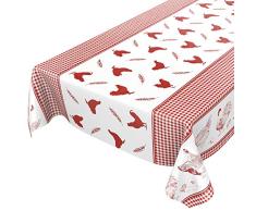 Anro - Mantel de hule lavable, para mesa, 95% PVC, 5% poliéster., Huevo de Pascua, color rojo, 100 x 140cm Schnittkante
