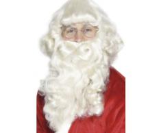 SmiffyS 30125 Kit De Disfraz De Papá Noel Con Peluca Y Barba, Blanco, Tamaño Único