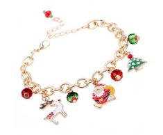 Leisial™ Hombres Mujeres Pulseras de Navidad Creativo Brazalete Pulsera con Cuentas Pulsera de Cadena Forma en Papá Noel Decoración