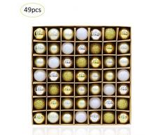 strety - Juego de 49 Bolas de Navidad inastillables de 3 cm para decoración de árbol de Navidad, decoración de Navidad, Adornos para árbol de Navidad, decoración de día Festivo para el hogar