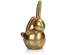 com-four® Figura de decoración Premium Conejo Dorado, magnífico Conejo de Pascua con Polvo de Brillo Dorado, decoración de Pascua [la selección varía] (1 Pieza - Conejito de Pascua - Color Dorado)