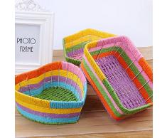 CUPWENH Color De Rattan, Canasta De Frutas Canasta De Almacenamiento Almacenamiento De Desechos Cesta Cesta De Almacenamiento,Color Mezclado Entrega,23Cm*19Cm.