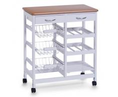 Zeller 13774 - Carrito de Cocina de MDF (66 x 36 x 76 cm), Color Blanco/bambú