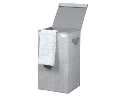 mDesign Cubo de ropa para lavado color gris - Cesto plegable para colada - Cesta para ropa sucia con tapa - Ideal como bolsa para guardar ropa durante viajes - Portátil, con asas - Plástico