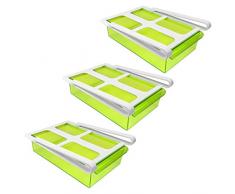 3 x Frigorífico Pinza cajón – Transparente Verde, 15 x 20,5 x 7 cm (Alto), de plástico
