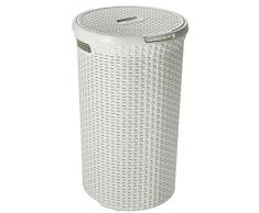 Curver 203352 - Cesto redondo para colada con efecto mimbre (polipropileno, 48 l)