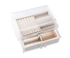 BUONDAC Caja Joyero Organizador Joyerías Estuche de Almacenamiento para Joyas Anillos Bisutería Pendientes Collares Pulseras Aretes
