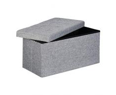 Relaxdays - Banco plegable con espacio de almacenamiento hecho de lino con medidas 38 x 76 x 38 cm capacidad de 85 L asiento baúl, color gris