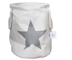 Ropa Sucia En Color Crema con estrella en gris Vintage de lino aspecto de la colada juguete cesta ropa sucia