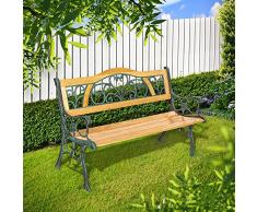 TecTake Banco de Jardin - peso total 24,5 kg - 124 x 60 x 83cm - Respaldo macizo de hierro fundido -