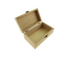 6 cajas rectangulares de madera bruto de encaje 9 x 5,5 x 5 cm