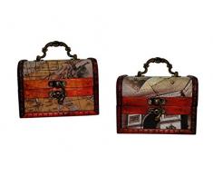 Lote de 15 Baúles de Madera Efecto Envejecido Mapas. Complementos y Joyeros. Detalles de Bodas y Eventos.12,5 x 9 cm