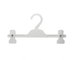 Hangerworld 50 Perchas 28cm para Niños Plástico Blanco con Pinzas Regulables para Pantalones