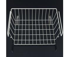 Gosear Multiusos Metal Colgante Bajo Estante Almacenamiento Titular Cajón Organizador Cesta Envoltura Estante,Blanco