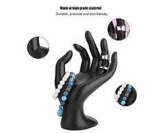 Mano Negra Gesto Anillos Soporte de Pantalla Resina Terciopelo Pendientes Pulsera Titular Organizadores de Joyas Vitrina(resina)