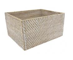 Mimbre blanco canasta de almacenamiento 38 x 30 x 20 cm
