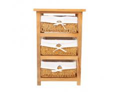 Premier Housewares - Cajonera de Madera con 3 cestos de Mimbre (63 x 40 x 32 cm), Color marrón