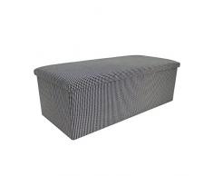 Rebecca Mobili Puf de Almacenamiento, Caja para almacenar Que Ahorra Espacio, Puff baúl, Tela de algodón, Negro Blanco- Medidas: 37 x 110 x 38 cm (AxANxF) - Art. RE6177