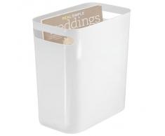 iDesign Cubo de basura con asas, papelera pequeña de plástico con capacidad para 9,5 litros, moderna papelera de cocina, baño y oficina, blanco