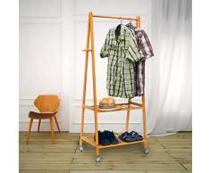 Relaxdays - Perchero Zapatero con 2 estantes Hecho de bambú 154 x 73.5 x 45 cm para el Pasillo o el vestíbulo, Color Natural