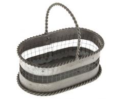 MACOSA SA82190 - Mini Cesta Decorativa de Metal Ovalada con asa, Estilo rústico