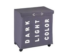 Wenko 62081100 Trivo - Cesto para colada, poliéster, 57,0 x 45,0 x 11,1 cm, plástico, gris, 28 x 28 x 18 cm