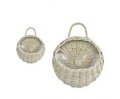 circulor Mimbre Colgante Cesta De Flores, Mimbre Natural Trenzado Colgante Maceta Tejida A Mano Cesta De Mimbre Cesta Decorativa Arte De La Pared Puerta Decoración del Hogar