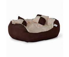 Dibea - Cama para Perros 4 en 1, cojín para Perros, Cesta para Perros con cojín Reversible, Color marrón/Beige, tamaño S