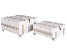 elbmöbel - Mesa baúl Mesa Mesa Caja Color Blanco Envejecido Madera baúl Mesa de Madera Shabby Tapa