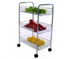 MSV MS291 - Carrito de cocina multiusos, 3 niveles, acero cromado, color blanco