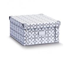 Zeller 17897 Caja de almacenaje de cartón Multicolor (Retro White) 31 x 26 x 14 cm
