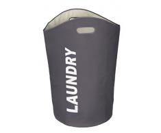 Wenko 3450121100 Lumo - Cubo de lavandería de poliéster (65 L, 35 x 68 x 35 cm, con asas), color gris
