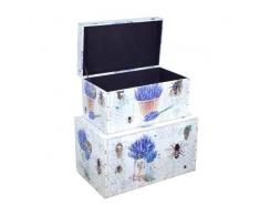 CAPRILO Set de 2 Baúles Decorativos Lavanda. Cajas Multiusos. Muebles auxiliares. Decoración Hogar. Regalos Originales. 39 x 70 x 41 cm.