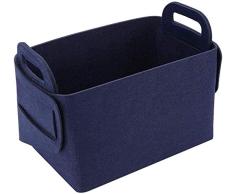 ZJYX Canasta de Fieltro, Cesta de Fieltro con Asa, Caja de Fieltro Plegable es Lavable, es Muy Fácil de Mantener, Apto para Tela, Juguete y Libro, Gris Claro,Azul,XL