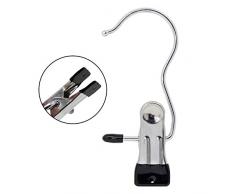 KEESIN Gancho de lavandería de acero inoxidable Juego de 10 Gancho Clip Zapatos Sombreros Calcetines Juguetes Accesorio Perchas Soporte