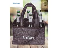 KAMACA – Bolsa para 6 Botellas de Cerveza, portabotellas, Cesta para Transportar Botellas de Cristal, Bolsa de Fieltro con Bordado, Idea Hombres