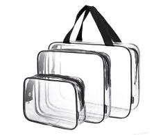 SIMCAST 3 en 1 regalo Maquillaje bolsas y maletas Bolso de plástico bolsa de viaje de PVC transparente cepillos organizador para hombres y mujeres Viajes Negocios Baño