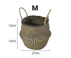 Surenhap Seagrass Cesta de cesteria de Mimbre Canasta de lavandería Canasta de Mimbre Plegable Canasta para Almacenamiento de Estilo nórdico Belly Basket - Tira,M