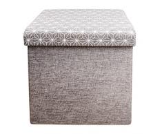 The Home Deco Factory HD3166 - Puf de almacenamiento plegable de lino, color gris M4, de 37,5 x 37,5 x 37,5 cm