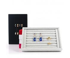 Chytaii expositor Joyero terciopelo bandeja para anillos sin tapa soporte de pendientes de joyas caja joyero organizador almacenamiento de anillos