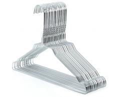 Hangerworld 20 Perchas 33cm Tamaño Cadete Metal Plateado con Muescas Antideslizantes Ahorra Espacio