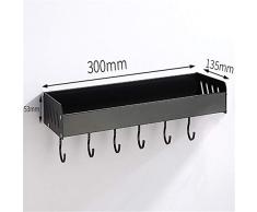 Montaje en Pared de Estante de baño Tina Y Ducha Cesta De Esquina Grande con Montaje De Pared con Gancho, Estante De Ducha con Riel De Toallas con Montaje En Pared (Color : Black, Size : 30cm)