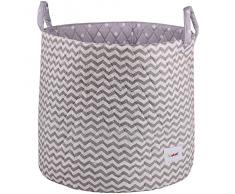 Minene 1244 - Cesta de tela, diseño olas, color gris