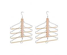 Relaxdays Pack de 2 Perchas Múltiples Ahorra Espacio, Beige, Madera y Metal, 49 x 42.5 x 2.5 cm