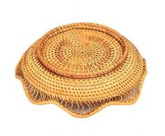 BMBMB Canasta De Almacenamiento Redonda Fruta Cuenco De Ratán para Tejer Hechos A Mano para Comida De Cocina Picnic Pan Misceláneas Decoración Contenedor Decoración del Hogar