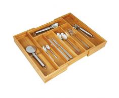 axentia 116668 â CuberterÃa de cajón extraÃble para Cubiertos, Madera de bambú, marrón, 48,5 x 37 x 5,3 cm