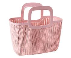SODIAL Cesta de la Compra Cesta de Compras PortáTil Tipo RatáN Cesta de RecoleccióN Cesta de Almacenamiento del Ba?O Cesta de Verduras Casera Cesta de Almacenamiento