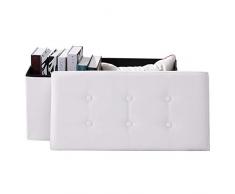 BRIAN & DANY Baúl Puff Taburete para almacenaje Plegable Ottoman, Blanco, 76 x 38 x 38 cm …